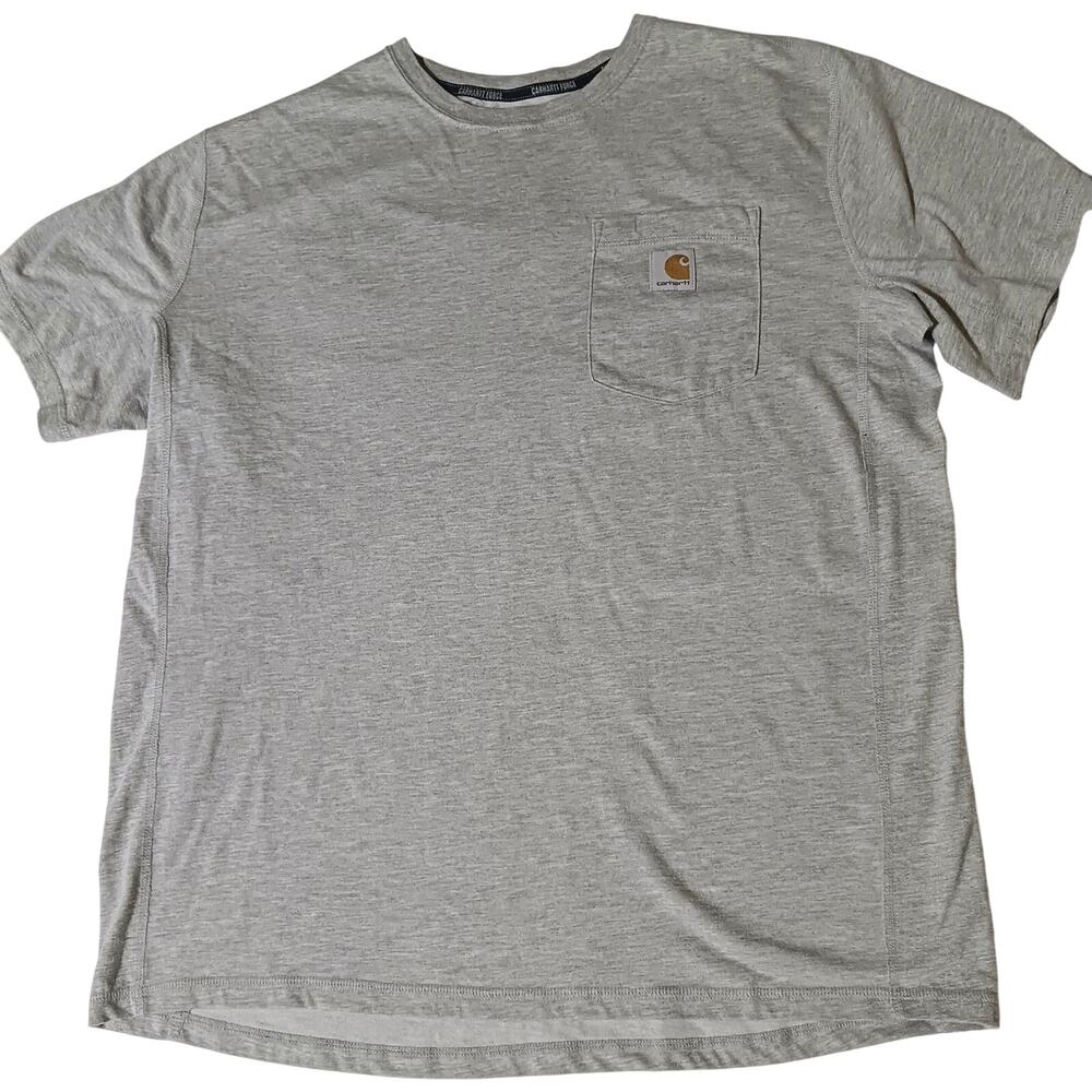 L Carhartt Force tee Relaxed Fit gray T-shirt men's EX logo chest pocket stretch